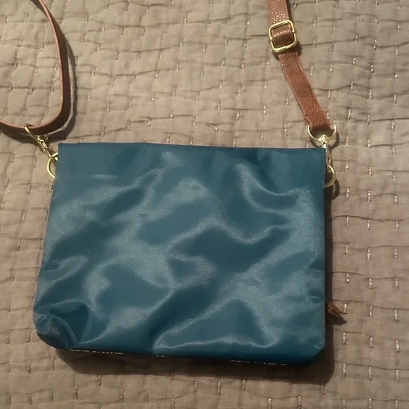 Teal Crossbody Bag with Brown Strap - Picture 3 of 7